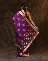 Purple Mystical Garden Woven Banarsi Silk Saree