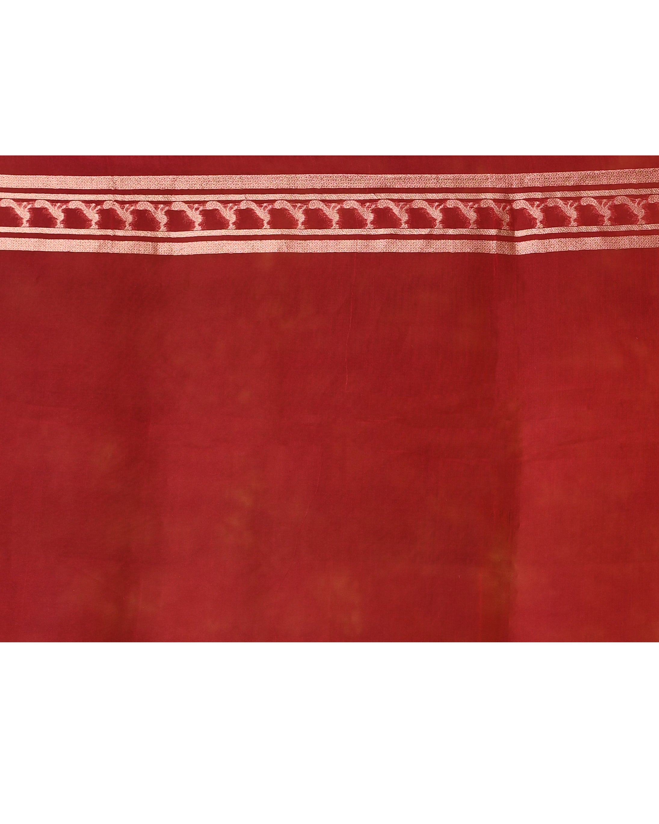 Pink Geometric Peacock Woven Kora Silk Saree with Running Blouse Piece