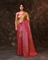 Pink Gold Block Tissue Saree