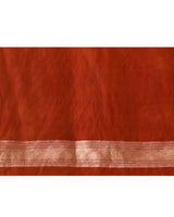 Orange Floral Kora Silk Saree with Running Blouse Piece