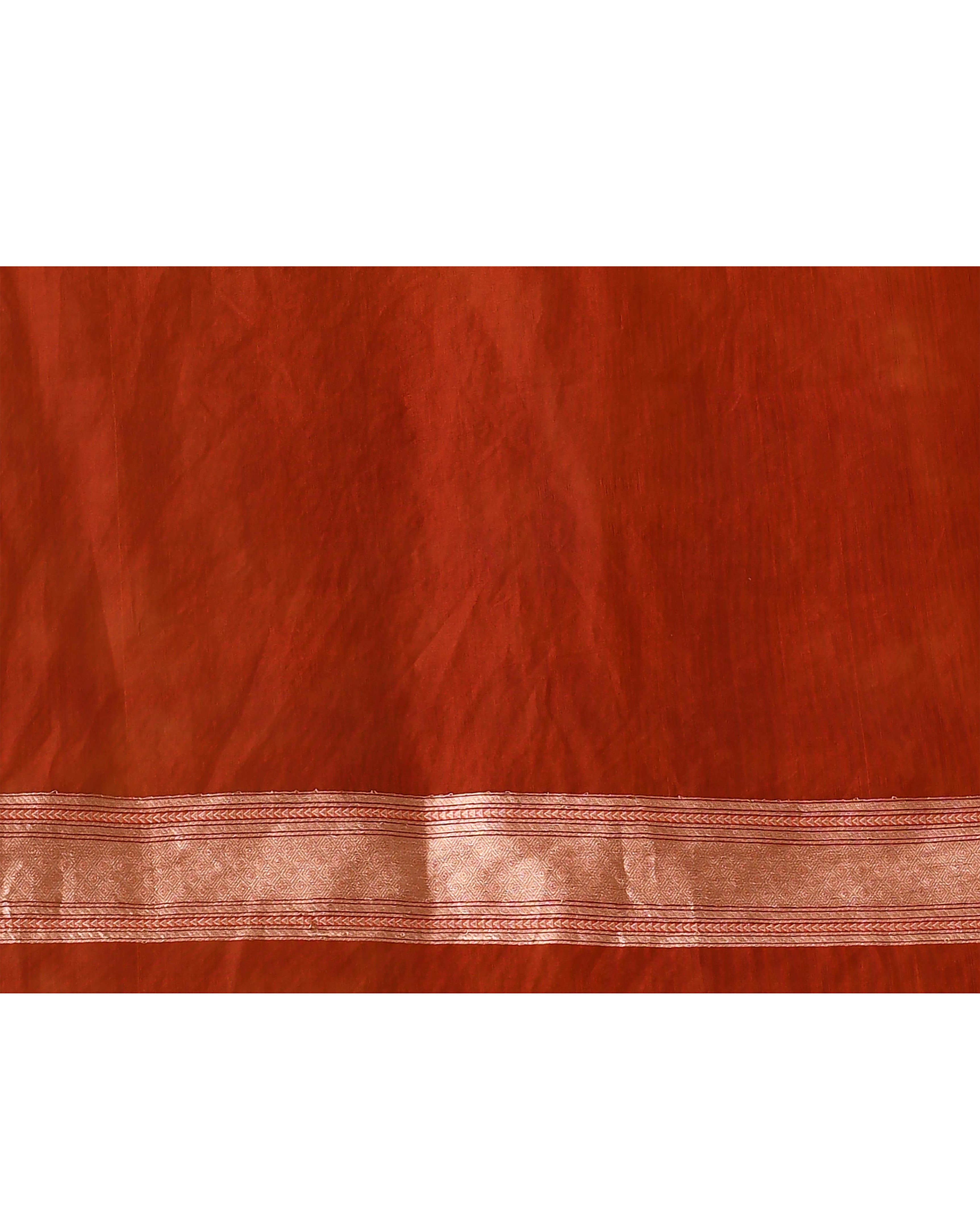 Orange Floral Kora Silk Saree with Running Blouse Piece