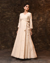 White Gold Booti Summer Silk Angrakha