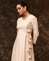 White Gold Booti Summer Silk Angrakha