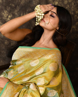 Lime Green Handwoven Banarsi Silk Saree