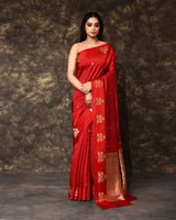 Red Floral Poona Silk Saree