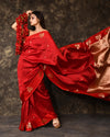 Red Floral Poona Silk Saree
