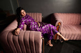 Purple Banarasi Silk Kurta Set with Pockets