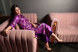 Purple Banarasi Silk Kurta Set with Pockets