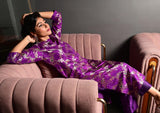 Purple Banarasi Silk Kurta Set with Pockets