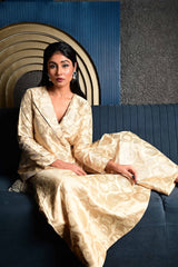 Ivory Banarasi Silk Jacket Garara Set
