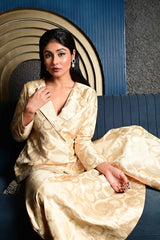 Ivory Banarasi Silk Jacket Garara Set