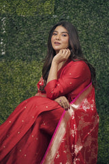 Parno Mittra in Red Summer Silk Booti Angrakha