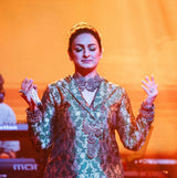 Akriti Kakkar in Green Banarsi Silk Jacket Garara Set