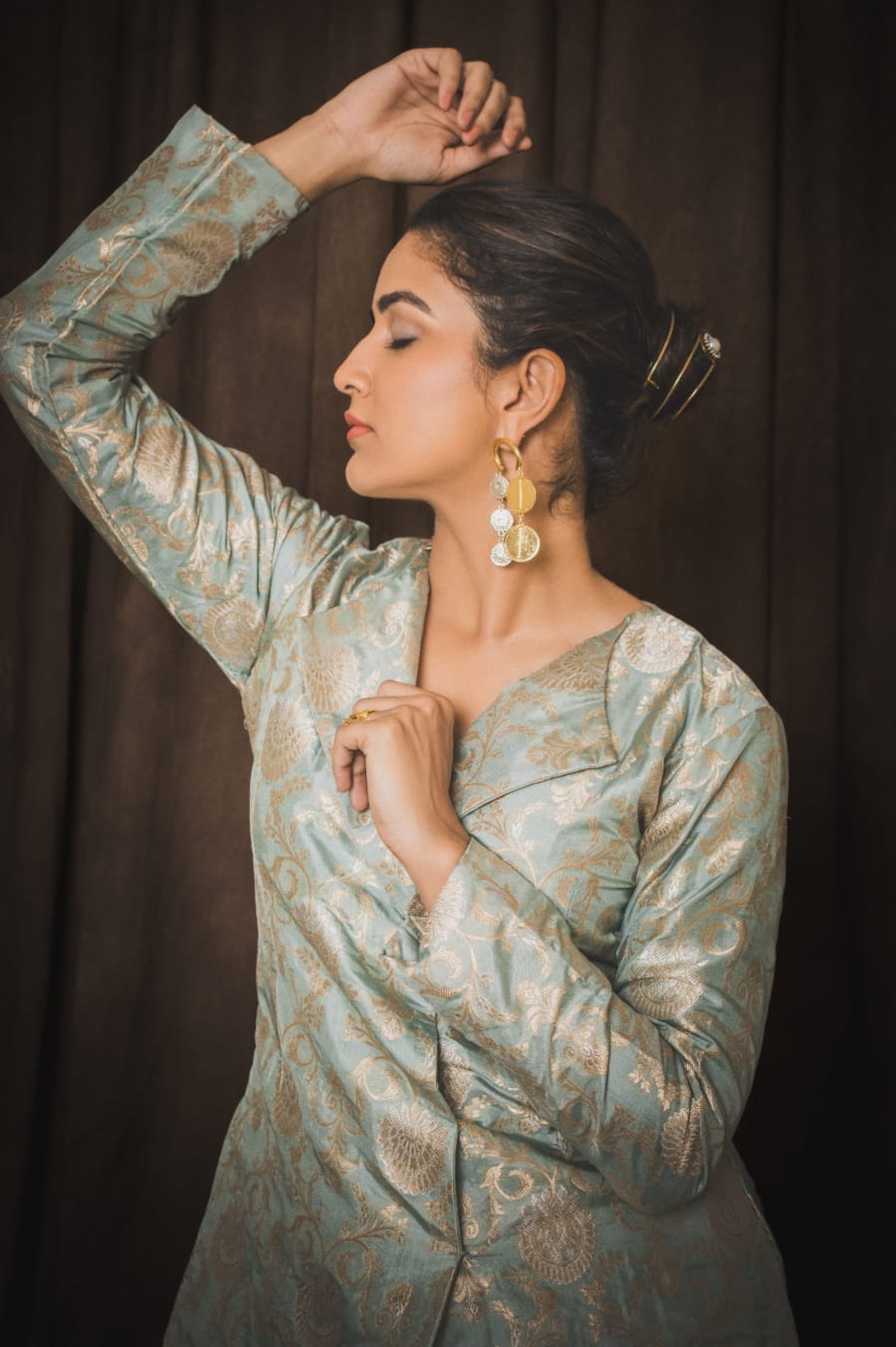 Vaidehi Parashurami in Powder Blue Brocade Garara Set