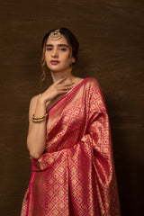 Banarasi Meenakari Jaal Rani Silk Saree