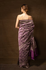 Banarasi Shikargah Purple Silk Saree
