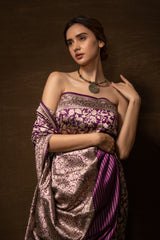 Banarasi Shikargah Purple Silk Saree