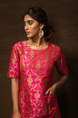 Banarasi Jaal Rani Kurta with Raw Silk Pant