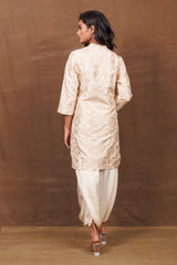 Banarasi Silk Ivory Kurta with Satin Dhoti