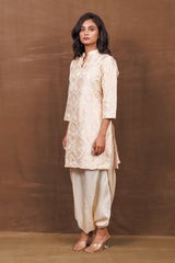 Banarasi Silk Ivory Kurta with Satin Dhoti