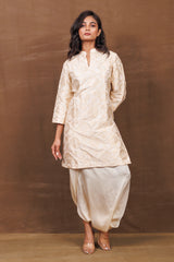 Banarasi Silk Ivory Kurta with Satin Dhoti