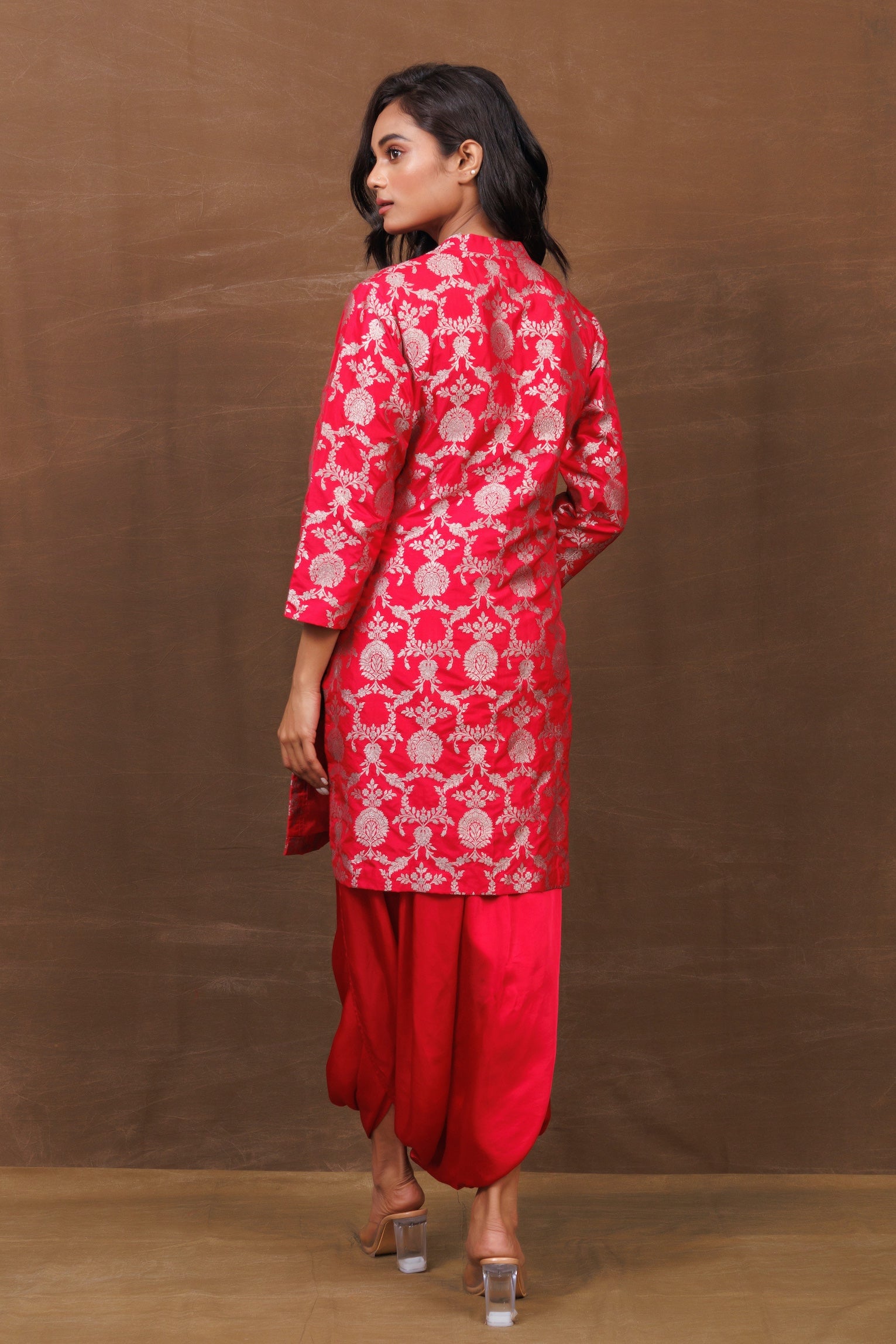 Red Brocade Dhoti Set
