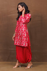 Red Brocade Dhoti Set