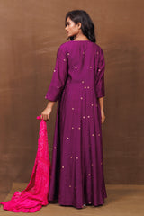 Purple Banarasi Angrakha with Bootis