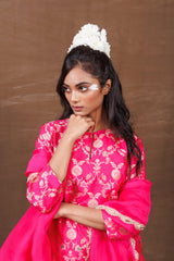 Rani Pink Banarasi Silk Sharara Set