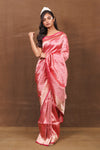 Pink Banarasi Saree with Jaal Weaving & Meenakari