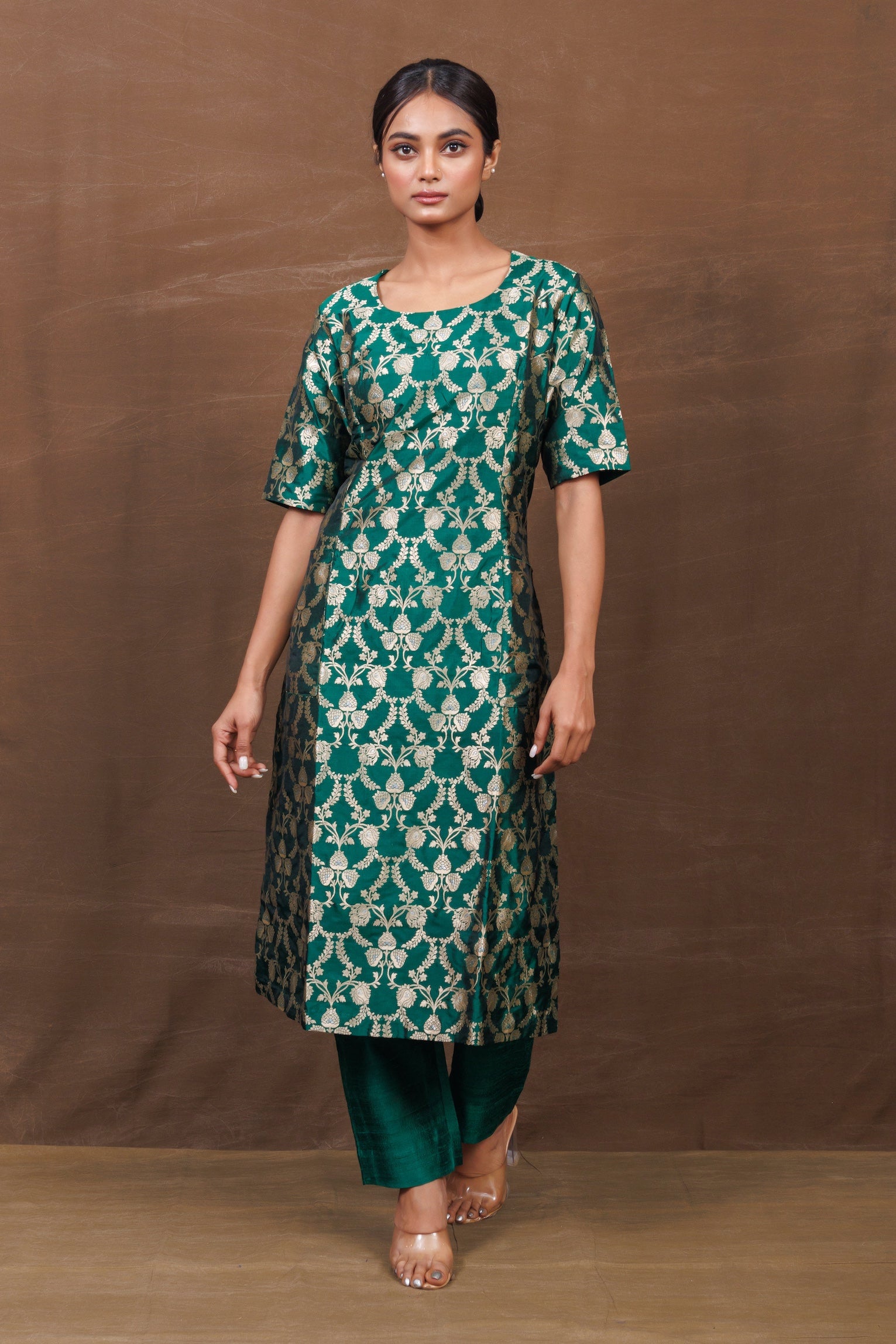 Banarasi Silk Zari Woven Kurta with Raw Silk Pant