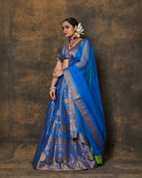 Blue Banarasi Lehenga Set