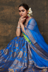 Blue Banarasi Lehenga Set