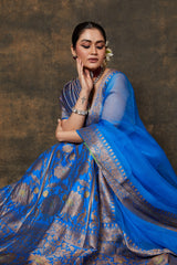 Blue Banarasi Lehenga Set