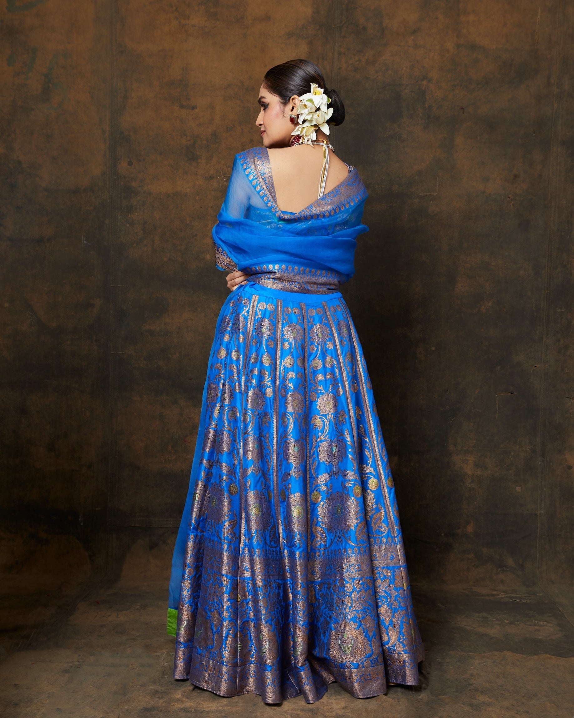Blue Banarasi Lehenga Set