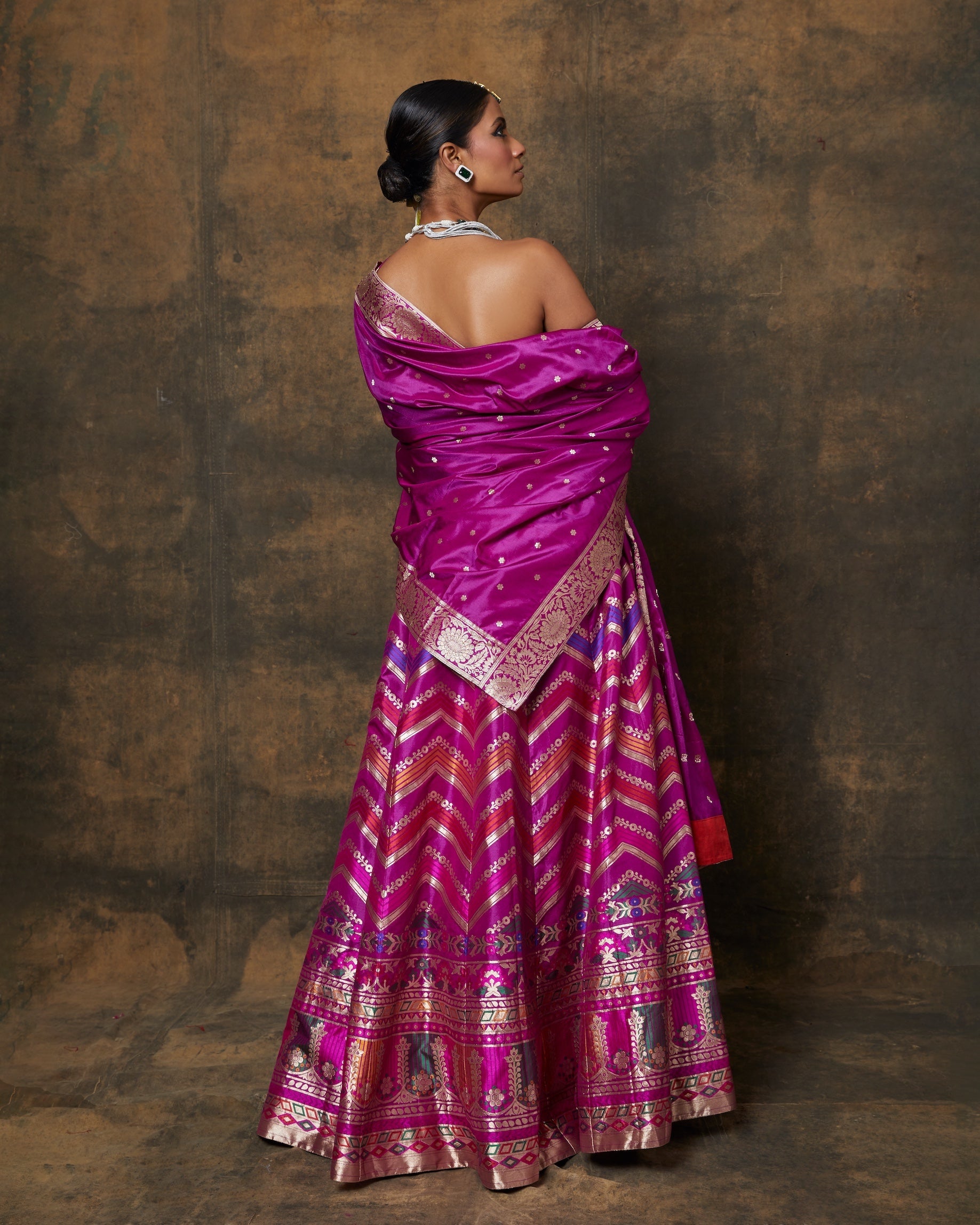 Purple Chevron Lehenga Set