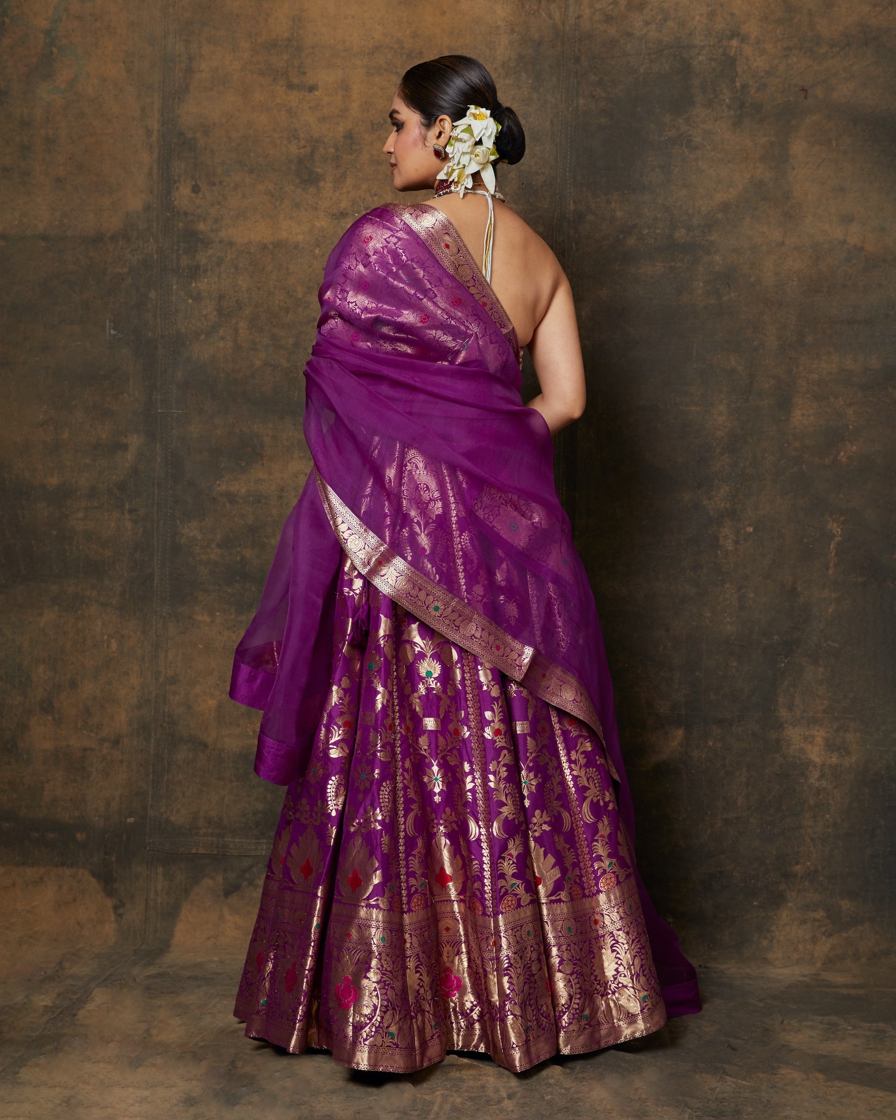 Purple Banarsi Lehenga Set