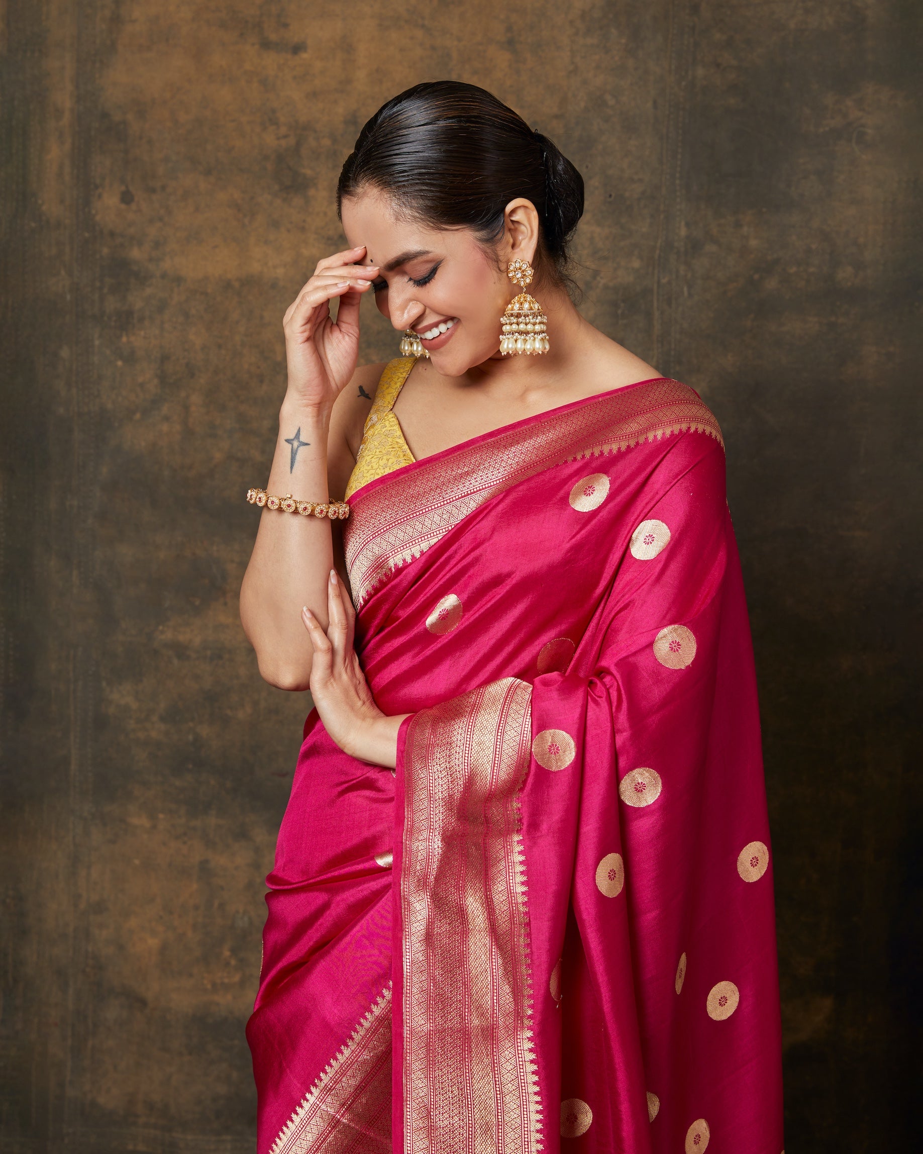 Pink Coin Saree