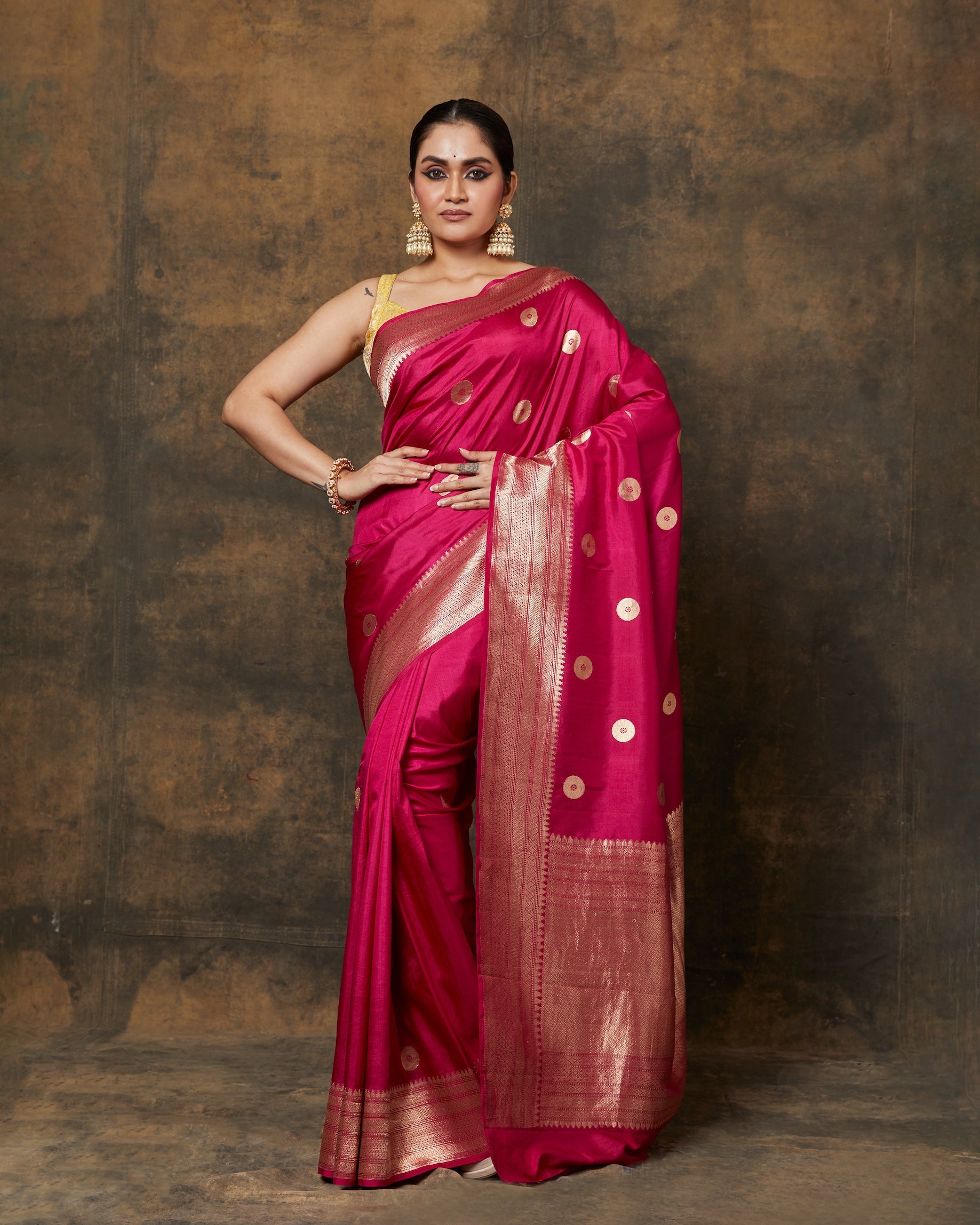 Pink Coin Saree