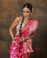 Pink Jaal Banarasi Silk Saree