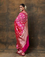 Pink Jaal Banarasi Silk Saree
