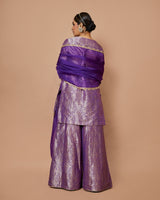 Banarasi Silk Short Kurta with Sharara & Organza Dupatta