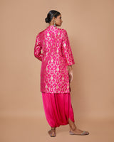 Banarasi Mughal Jaal Kurta with Satin Dhoti