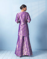 Purple Morbagh Kurta and Garara Set with Organza Scalloped Dupatta