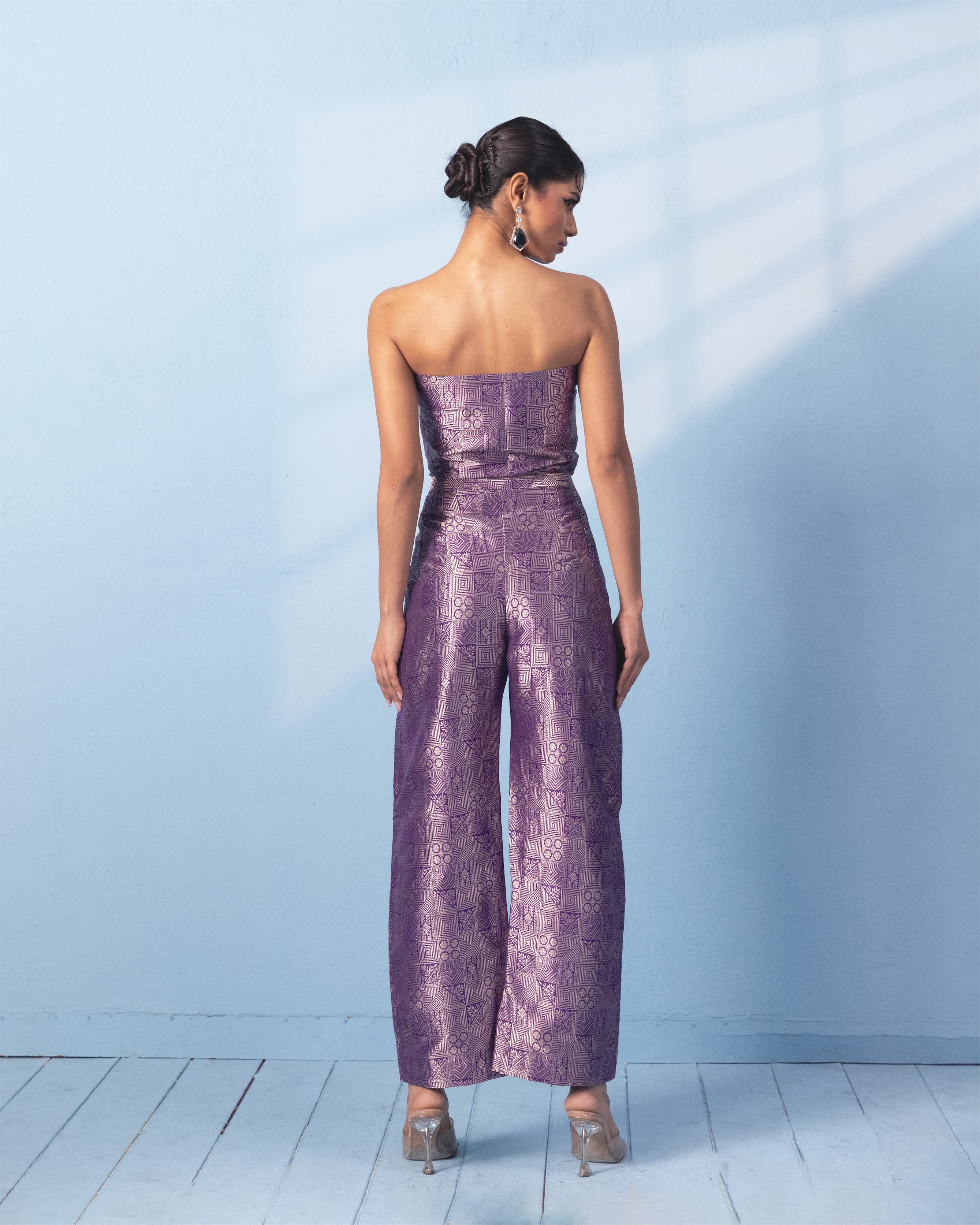 Purple Corset with Trouser and Sheer Organza Jacket