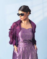 Purple Corset with Trouser and Sheer Organza Jacket