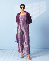 Purple Corset with Trouser and Sheer Organza Jacket