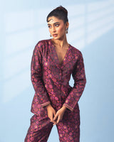 Multi-Hued Tanchoi Blazer and Trouser Set