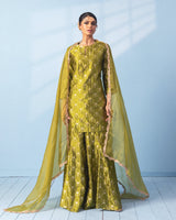 Green Sharara Set with Organza Dupatta