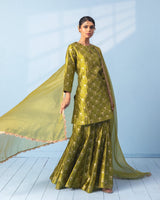 Green Sharara Set with Organza Dupatta